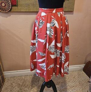 Vintage 80s Jones New York Full Pleated Red Abstract Skirt